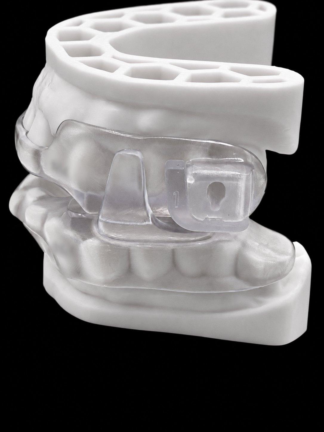 Gergen's 3D Advanced Dorsal sleep appliance on white models